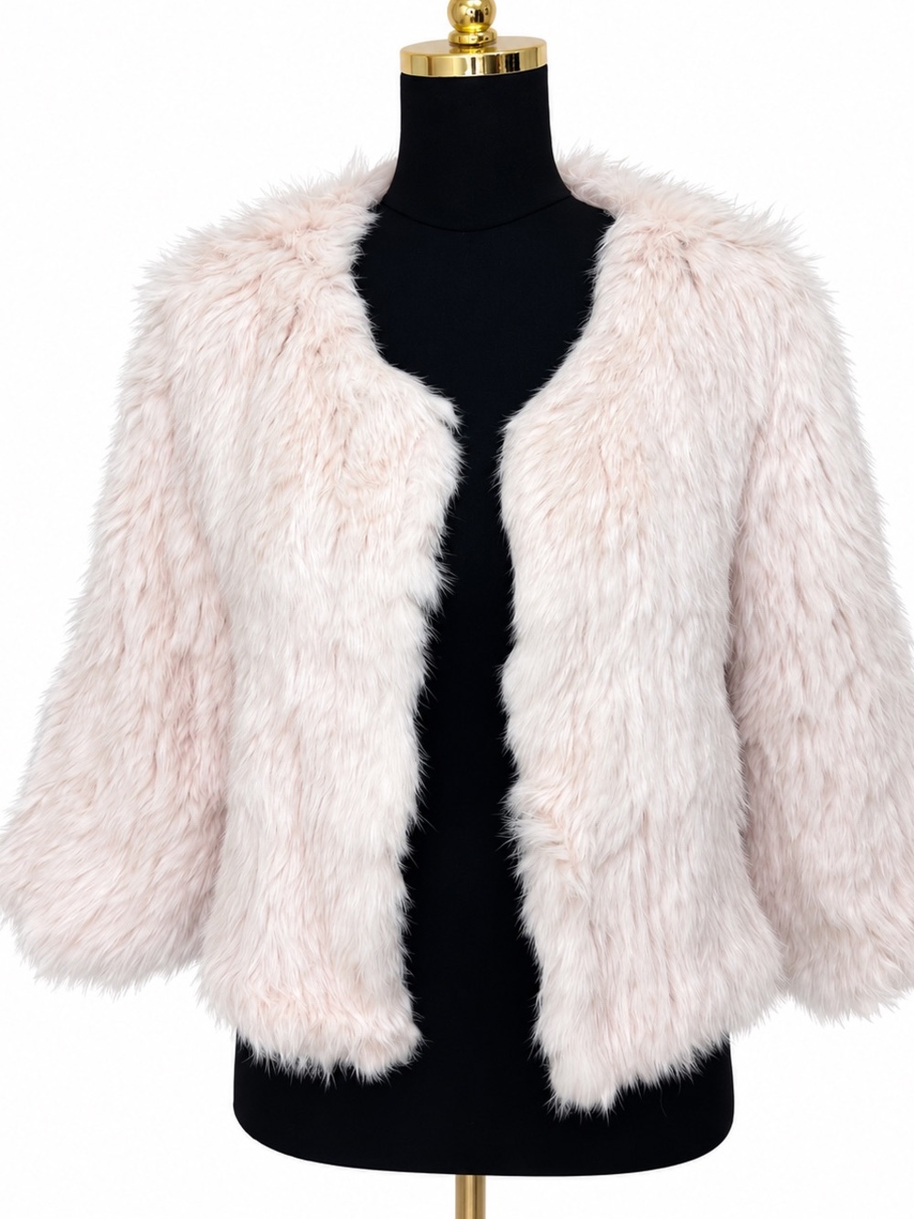 2Bella Genuine Rabbit Fur Jacket Blush Pink w/Hidden Hook Closures